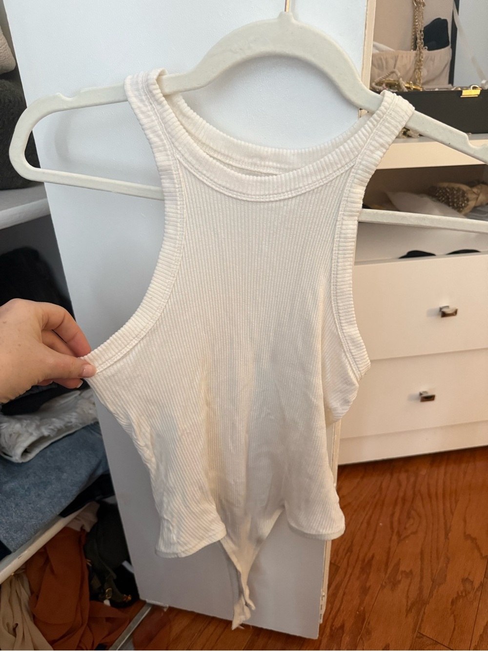 Wesley White Ribbed Racerback Bodysuit - Picture 4 of 4